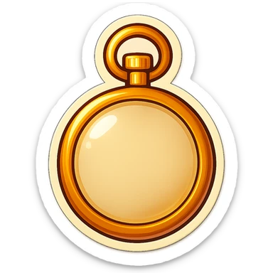 Edit the antique pocket watch to have an empty face with no hands or numbers, featuring a light colored watch face in a retro sticker style, high resolution. sticker