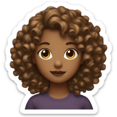 The girl artist has curly brown hair sticker
