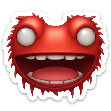A round red monster with one eye smiling sticker