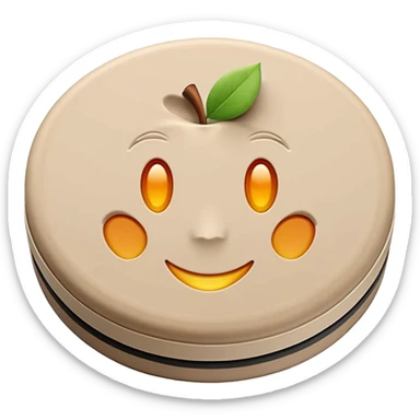 round or oval solid puck of light beige or chalky white cleaning clay, compact with dry matte surface, slight cracks or texture lines on top, smooth edges, handmade natural look, no sponge lid or container, apple emoji style, soft lighting, subtle shadows, emoji scale sticker