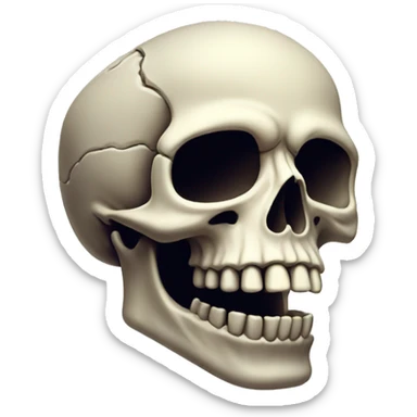 half skull no jaw bone sticker