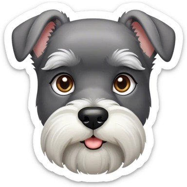 Cinematic Noble Miniature Schnauzer Portrait Emoji, Standing with a proud and stately demeanor, showcasing a sharply defined, salt-and-pepper fur with distinguished eyebrows and a confident, alert expression, simplified yet exquisitely detailed, glowing with a refined, dignified radiance, high shine, exuding intelligence and classic noble charm, soft glowing outline, capturing the essence of a noble Miniature Schnauzer that commands attention with effortless style! sticker