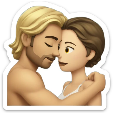 young metis Man and white woman hug love at the beach sticker