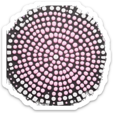 circle which pink and white with microchips inside sticker