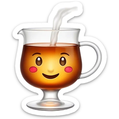 Cinematic Realistic Turkish Tea Pop Culture Emoji, featuring an inviting portrayal of a steaming glass of Turkish tea rendered with rich textures and warm, convivial lighting. sticker