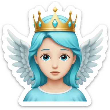 an angel with a cyan crown on his head, 4 wings sticker