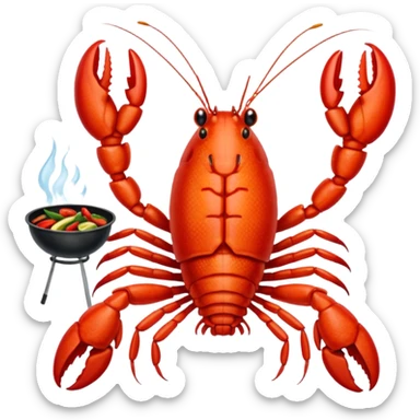 Crayfish cooking a bbq sticker