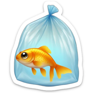 small cute gold fish with big eyes in a plastic bag sticker