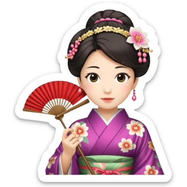 Japanese Kimono princess with fan sticker