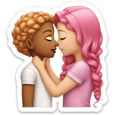 girl with hazel hair kissing girl with pink hair sticker