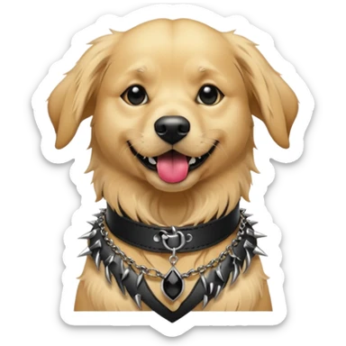 golden retriever dog wearing goth accessories sticker