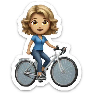 women with brown hair and blond highlights on a bike  sticker