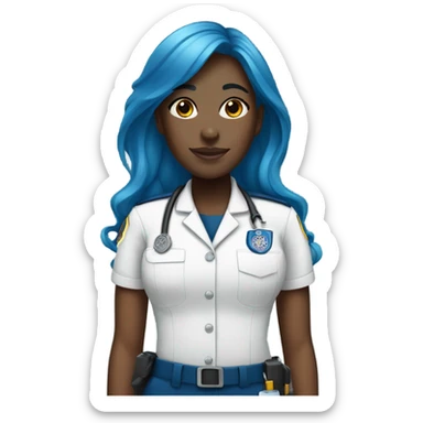 Black girl with blue hair that is an EMT sticker