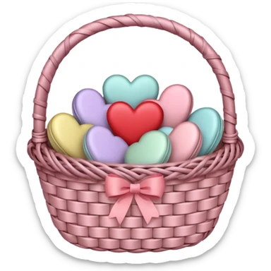 Romantic aesthetic pastel Valentine’s basket sticker