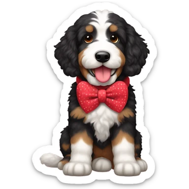 Bernedoodle dressed for Valentine’s Day sticker