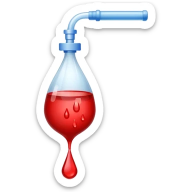 IV bag with blood and a drop at the tip sticker