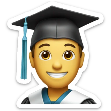 a happy boy wearing graduation cap while holding a diploma in his right hand  sticker