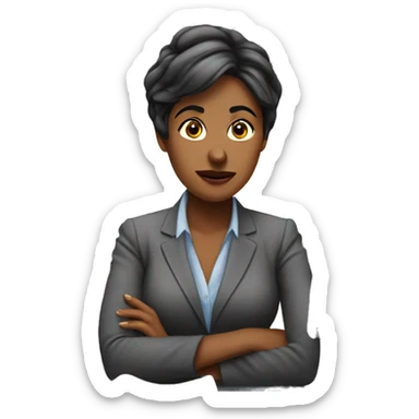 lady in the office desk confused sticker