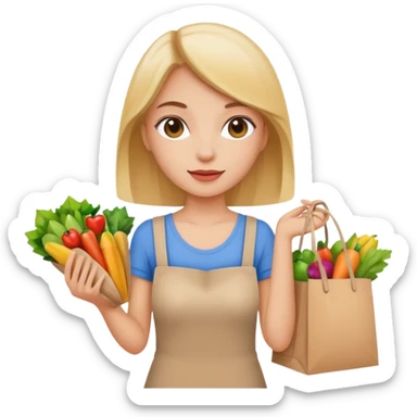 Niña con bolsas de compra  sticker