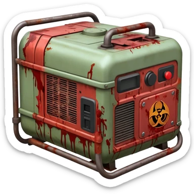 A generator for making electricity, covered in zombie guts. In a dark menacing style sticker