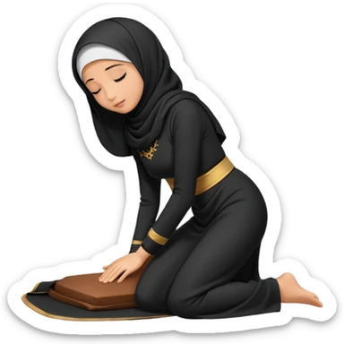 Woman Kneeling for Islamic prayer side view prostrate sticker