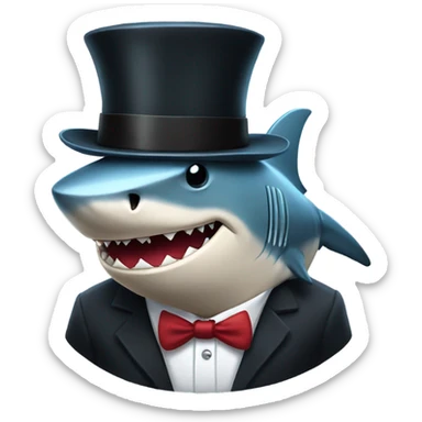 Shark with a top hat sticker