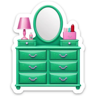 barbie dresser green with glitter sticker