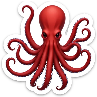 A dark shadow monster with long tentacle-like arms on a red sky background sticker