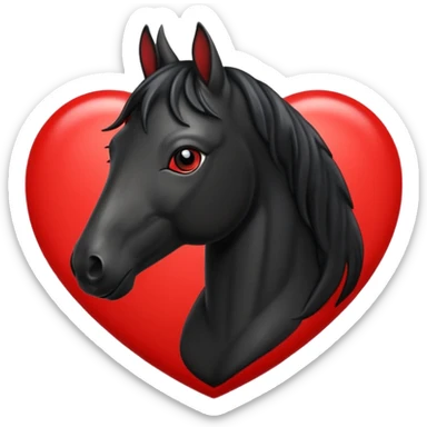 Black Horse centered within a red heart emoji sticker