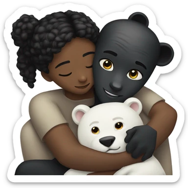 A male black panther hug a white bear female couple  sticker