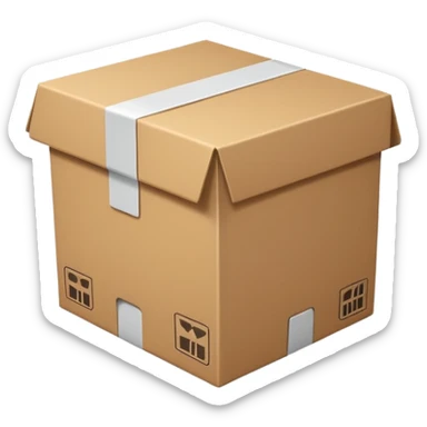 Minimal line-art icon of a shipping box, simple modern style, clean outlines, slightly 3D, no background, transparent, represents “reselling / e-commerce / flipping items” sticker