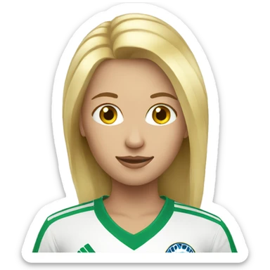 blond women with soccer  sticker