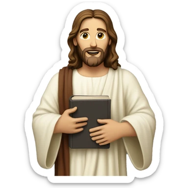 Jesus Christ holding an open Bible sticker
