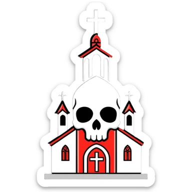 heart, skull, and church combined as one symbol sticker