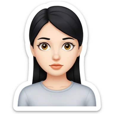 young woman with black hair, 25 years old sticker