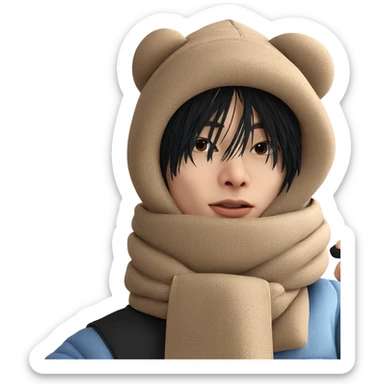 boy in winter hooded scarf sticker