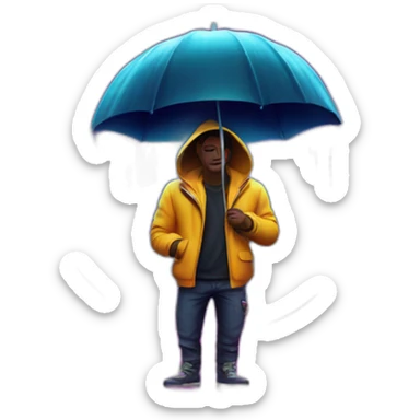 Juicy booty neon sign style man rain sticker