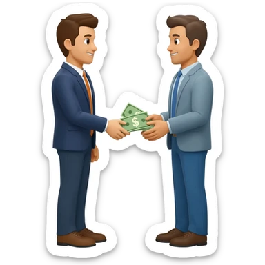 Intercambio de dinero entre dos hombres uno es un hombre de sticker