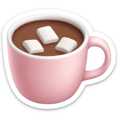 Light Pink mug of hot chocolate with marshmallows  sticker