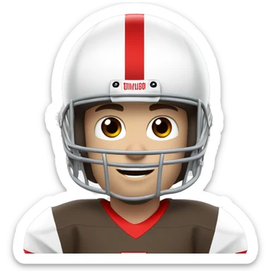 Dark brown hair pale skin guy football player white jersey with red 15 brown eyes sticker