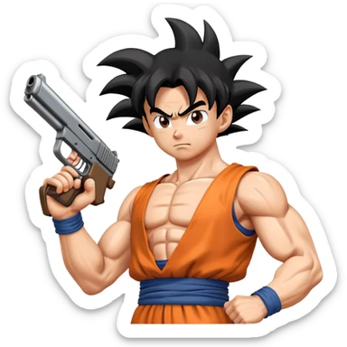 Son goku with a gun￼ sticker