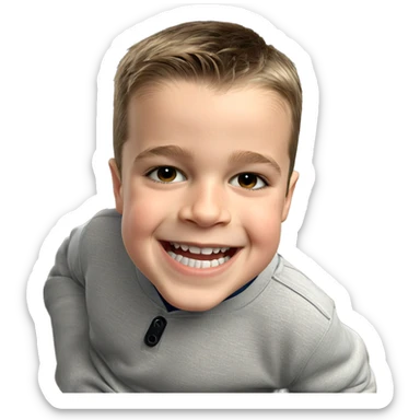 smiling boy in a chair sticker