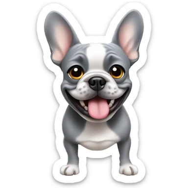grey frenchie doing funny things  sticker