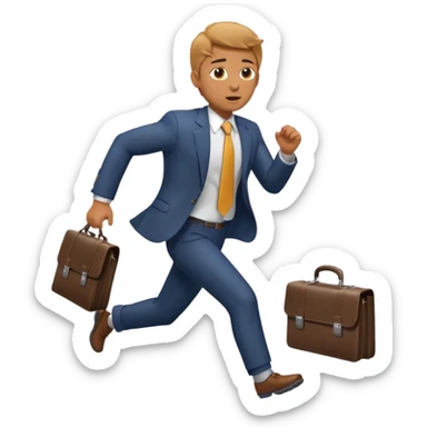 man in suit running with briefcase sticker