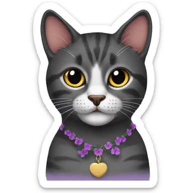 Gato pretos e peludo usando colar escrito Petunia  sticker