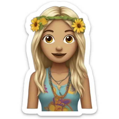 Hippie girl with band sticker