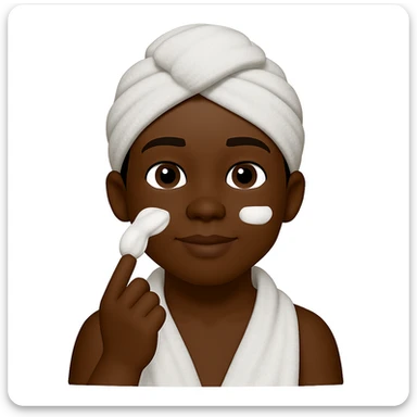Make the boy Black while keeping the same morning skincare theme in an emoji style. The style is emoji, but since emoji style does not support editing, use the general style editor to replicate the emoji look. sticker