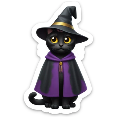 Black cat wizard sticker