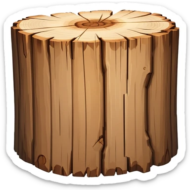 light brown log of wood, upright position sticker