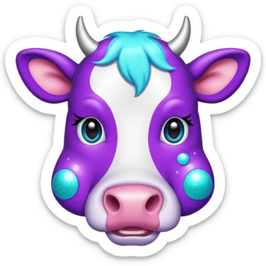 glitter purple and cian vaca sticker